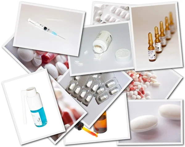 Collages con fotos de medicamentos — Foto de Stock