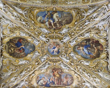 tavan, santa maria maggiore Bazilikası fresklerle. Bergamo
