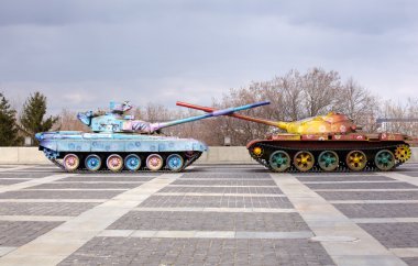 Hippy tanks in Kiev, Ukraine clipart
