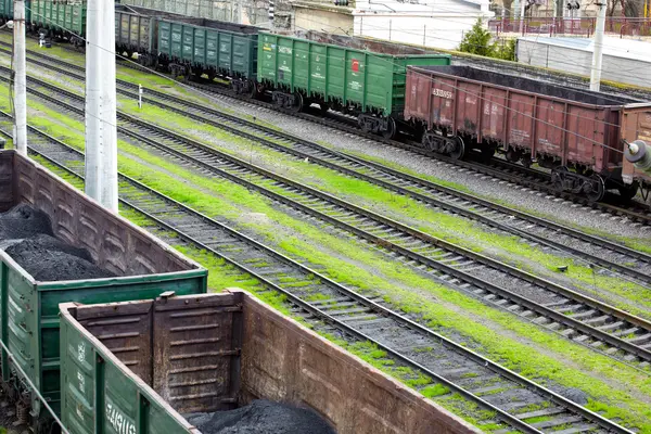 stock image Goods wagons with coal dust