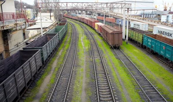 Goods wagons with coal dust — Stock Photo, Image