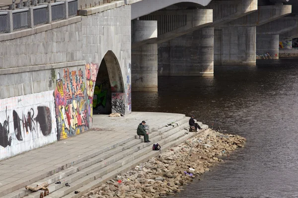 Wędkowanie na rzece Dniepr — Zdjęcie stockowe