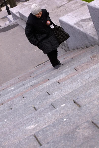 Mujer, Potemkin pasos en Odessa — Foto de Stock