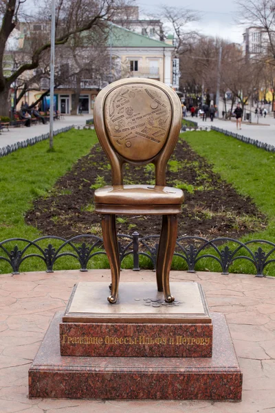 Bronze chair, Monument in Odessa — Stock Photo, Image