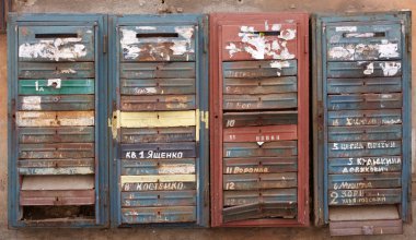 Iron rusty vintage mailboxes clipart