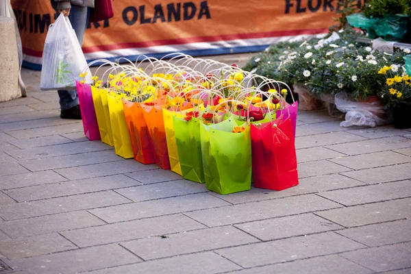 Flowers inside bags — Stock Photo, Image