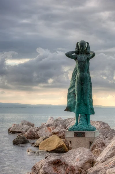 stock image La mula de trieste - Statue on the sea