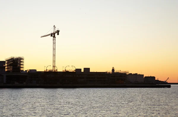 De haven van Triëst bij zonsondergang — Stockfoto