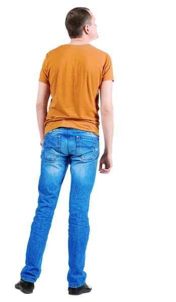 Vista de jovens em t-shirt laranja traseira. — Fotografia de Stock