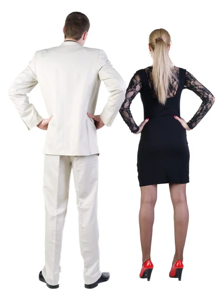 Back view of business team look into the distance. Royalty Free Stock Photos