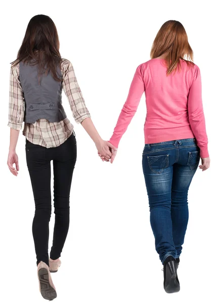 Back view going of two young girl — Stock Photo, Image