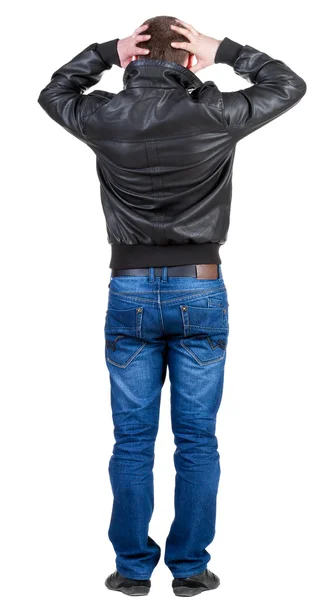 Vista posterior de hombre sorprendido en chaqueta —  Fotos de Stock