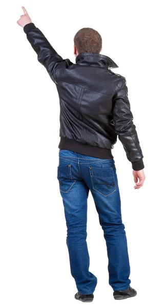 Vista posterior de hombre chaqueta señalando. — Foto de Stock