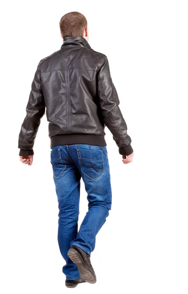 Vista posterior de caminar tan guapo en chaqueta. —  Fotos de Stock