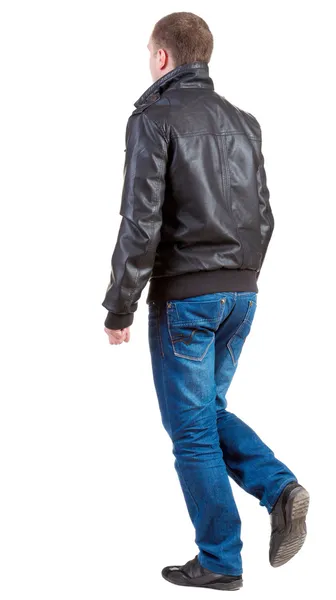 Back view of going handsome man in jacket — Stock Photo, Image