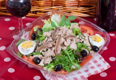 Salad with tuna and anchovies clipart