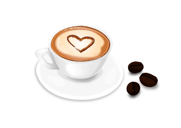 Tasse Kaffee mit Herz — Stockvektor