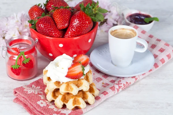 stock image Waffle with strawberries