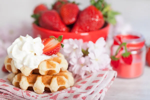 stock image Waffle with strawberries