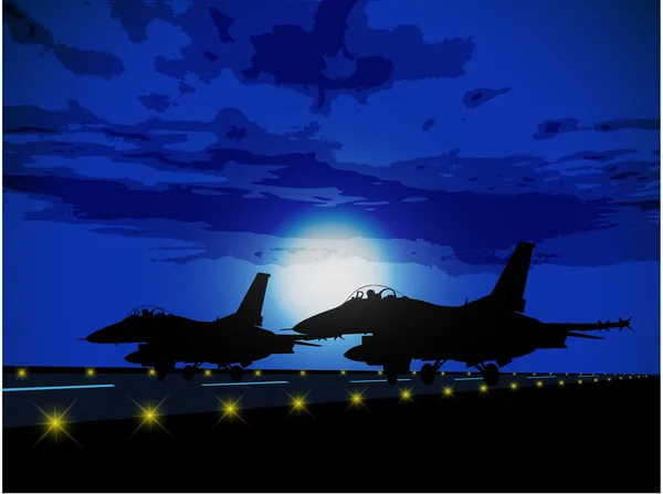 Silhouette di aerei militari — Vettoriale Stock