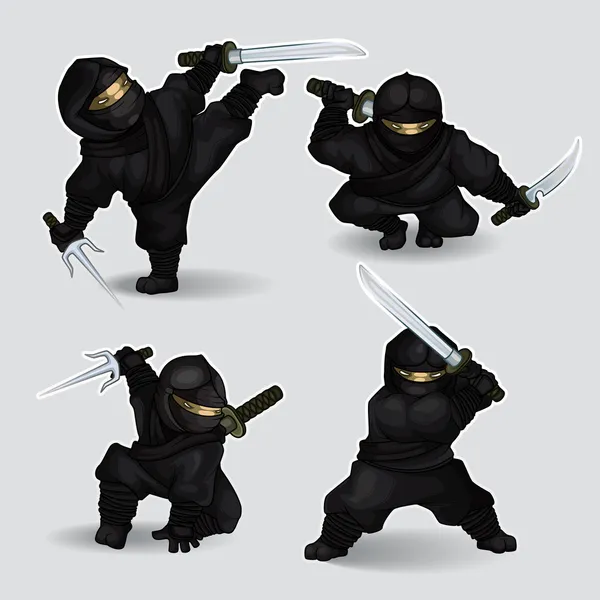 Ninja assassin kümesi Vektör Grafikler