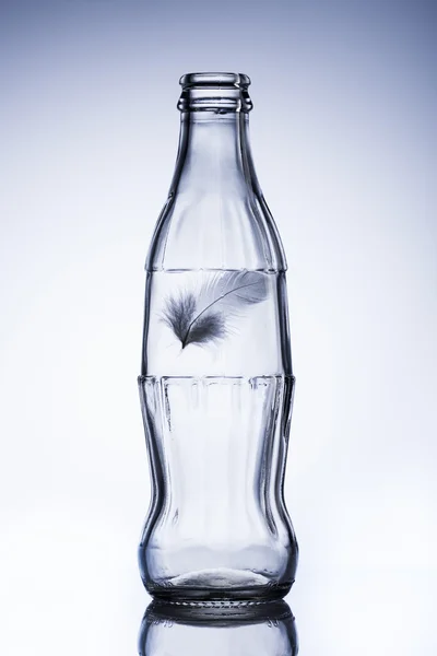 Bottle with feather — Stock Photo, Image