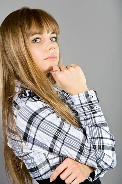 Dívka v kostkované košili — Stock fotografie