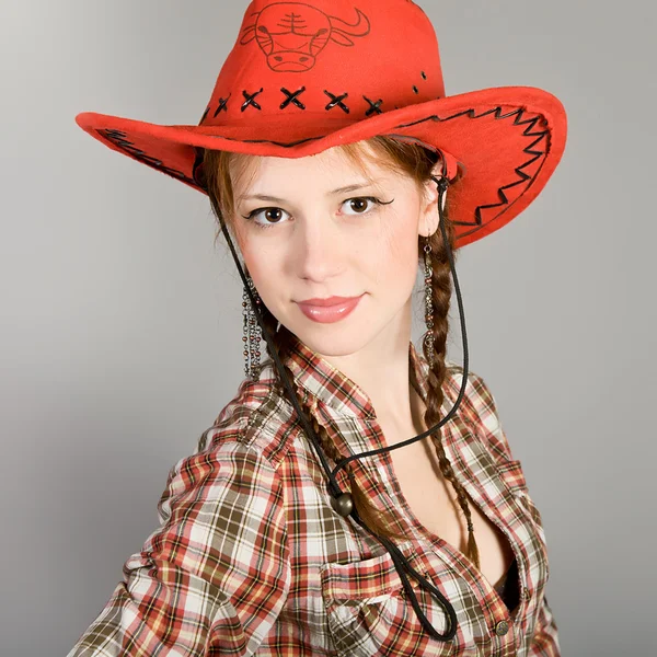 stock image Girl in a checkered shirt