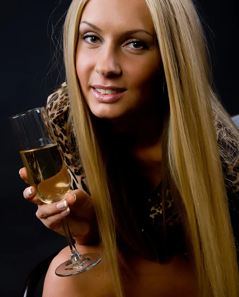 Girl with a glass in a hand — Stock Photo, Image