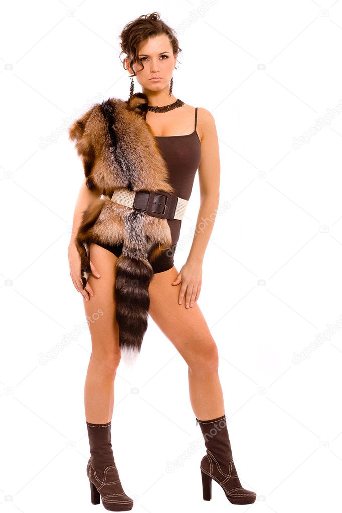 Woman in a fur suit
