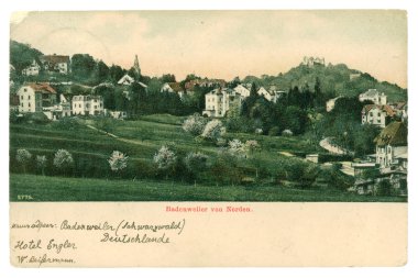 Badenweiler von Norden. Old postcard clipart