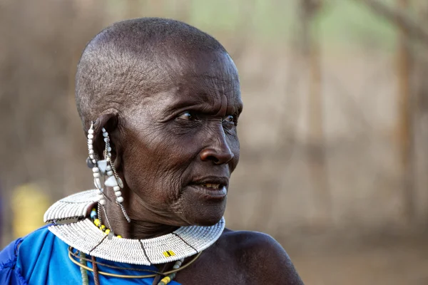 Vecchia masai donna — Foto Stock