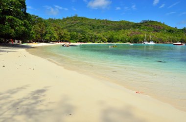 Tropical beach on Seychelles island clipart