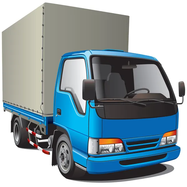 Kleine blauwe vrachtwagen — Stockvector