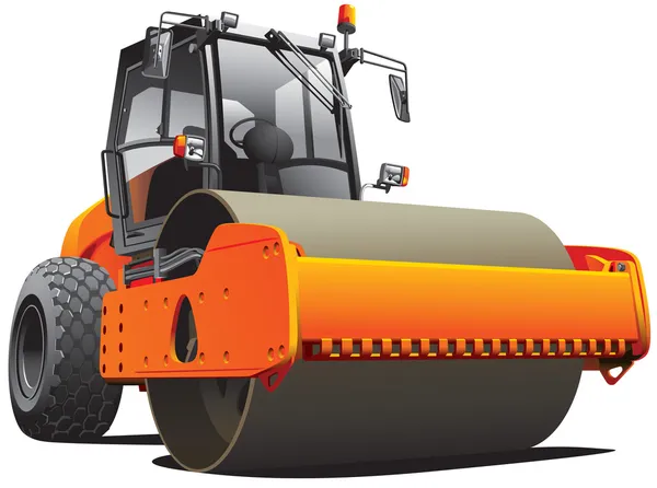 Orange road roller — Stock Vector