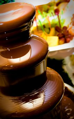 Fruit, berries prepared for ìàêàíèÿ in a chocolate fountain