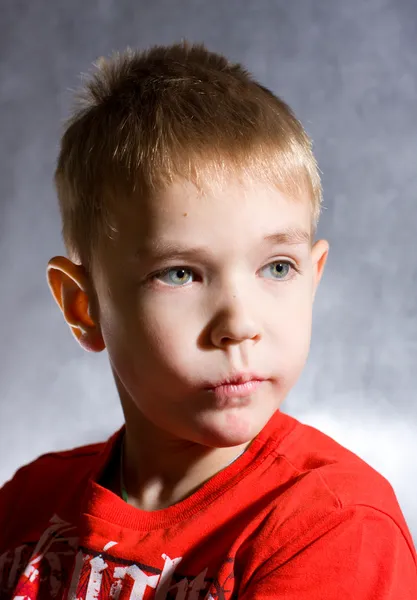 Retrato do menino em uma camisa com colar de ar — Fotografia de Stock