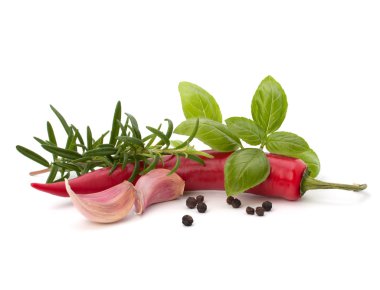 Chili pepper and flavoring herbs clipart