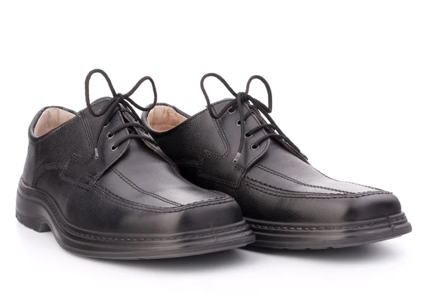 Musta kiiltävä miehen kengät kengännauhat — kuvapankkivalokuva
