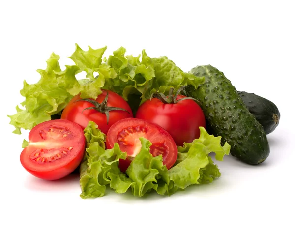 Ensalada de tomate, pepino y lechuga —  Fotos de Stock