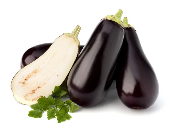 Aubergine eller aubergine och persilja blad — Stockfoto