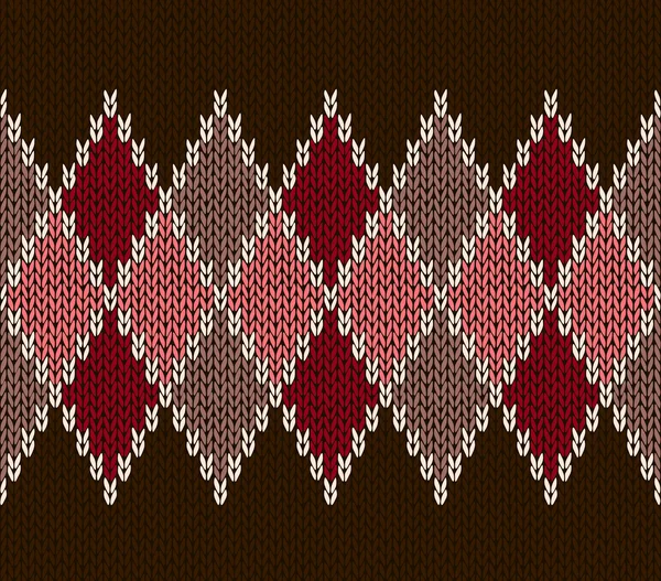 Stil sömlös rosa brun röd färg Stickat mönster — Stock vektor