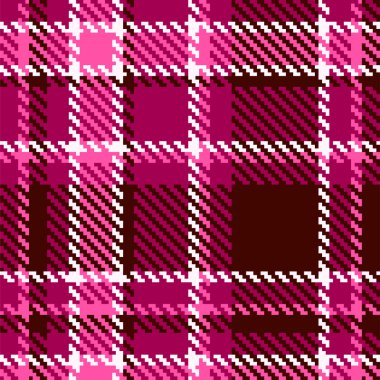 Seamless Red and Pink Checkered Vector Fabric Pattern clipart