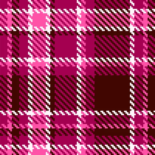 シームレスな赤とピンクの格子縞のベクトルのファブリックのパターン — ストックベクタ