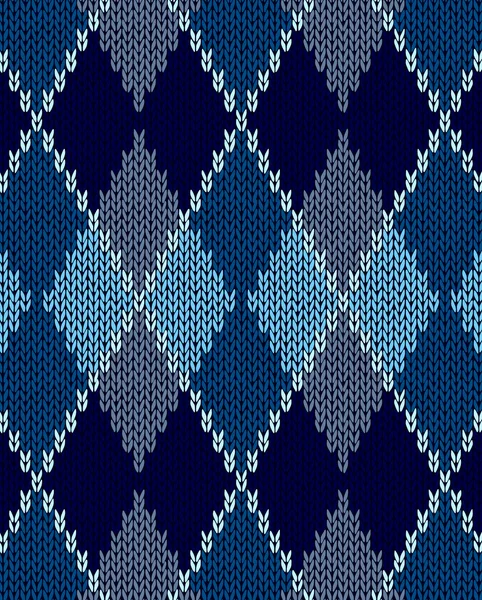 Стиль бесшовный синий цвет вязаный орнамент — стоковый вектор