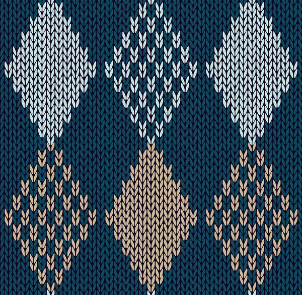 Style Ornement tricoté de couleur bleue sans couture — Image vectorielle