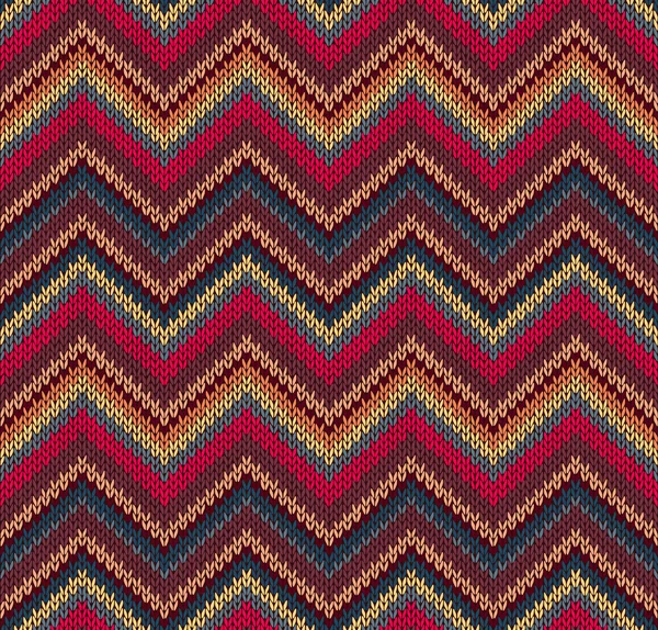 Blauw geel rood brei textuur, mooie breien (textiel) patroon — Stockvector