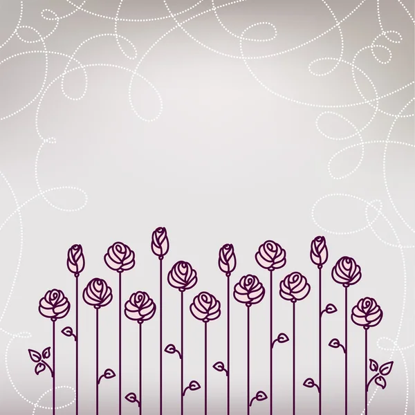 Blume Rosen Karte Vektor Hochzeit Hintergrund — Stockvektor
