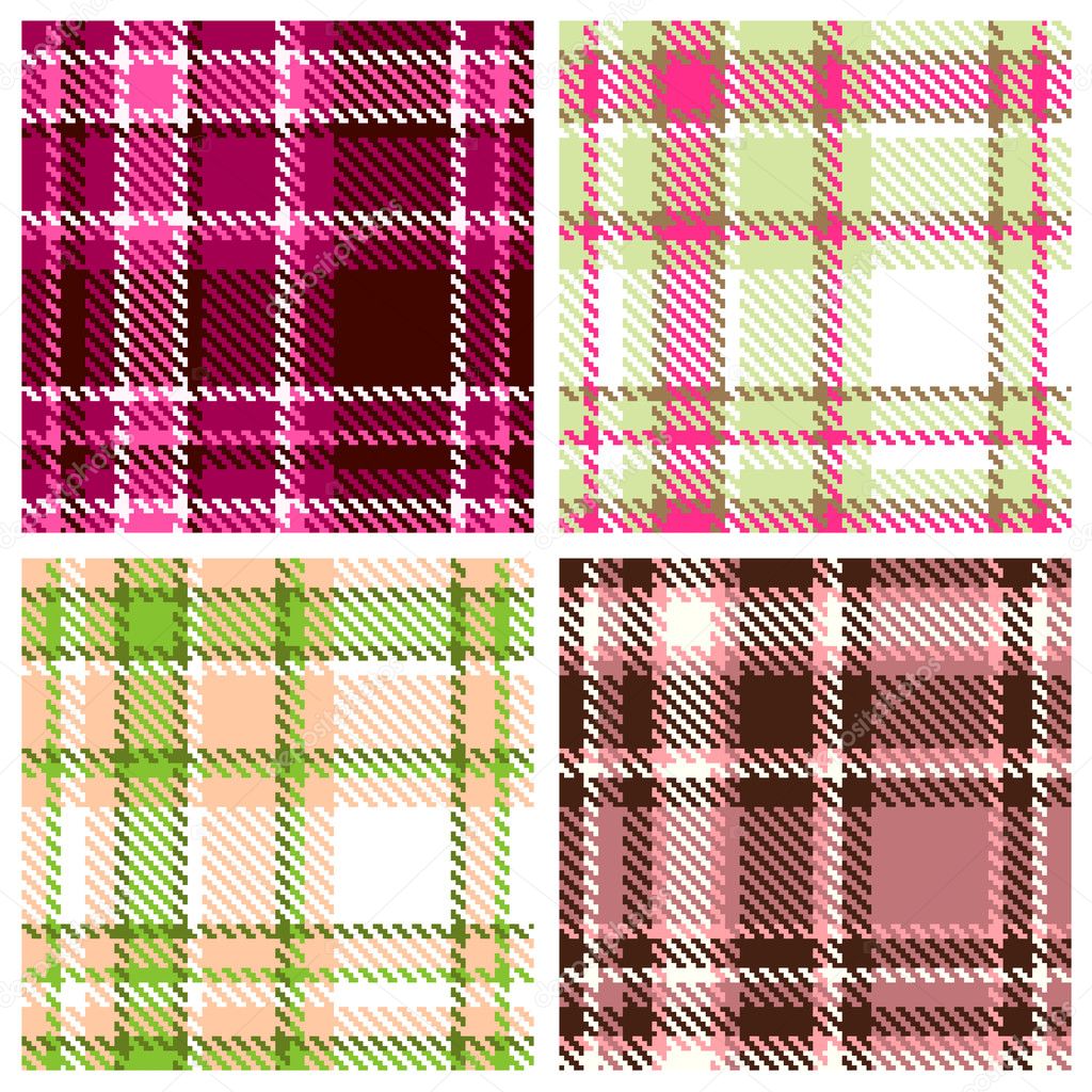 Set of Seamless Checkered Vector Pattern
