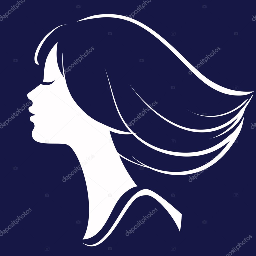 Beautiful Girl Face Silhouette, Vector illustration